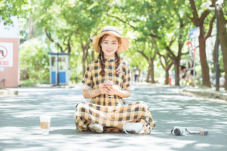 阳光下青春文艺女孩图片