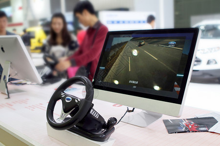科技操控虚拟驾驶技术展示背景