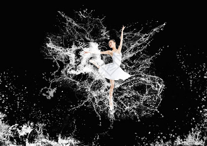 跳芭蕾女孩儿舞动水花的芭蕾设计图片