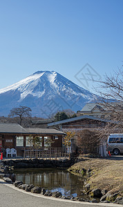 秋天的日本忍野八海背景图片