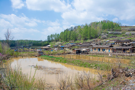 吉林长白山下我国最后的木屋村落背景图片