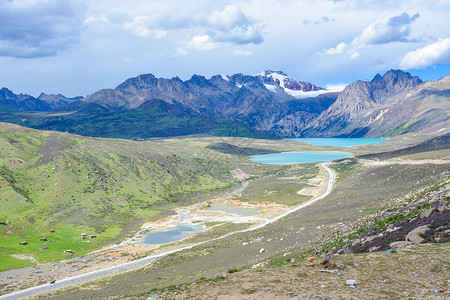 西藏双子湖山高清图片素材