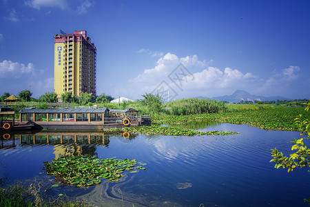 普者黑游船湿地公园背景图片