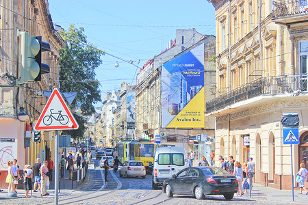 乌克兰利沃夫城市街景高清图片