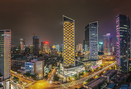 成都市天府广场三岔路口夜景图片素材