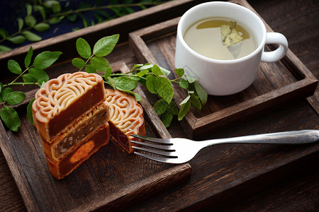 月饼与茶茶与月饼高清图片