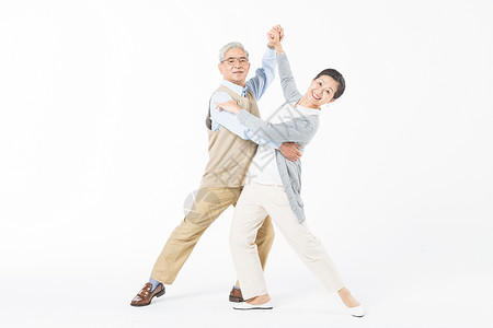 爱运动幸福的老年夫妻跳舞背景