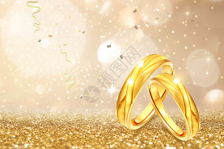 钻戒黄金戒指戒指婚礼背景设计图片