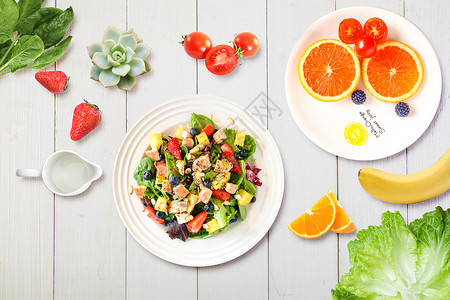 草莓沙拉轻食食材设计图片