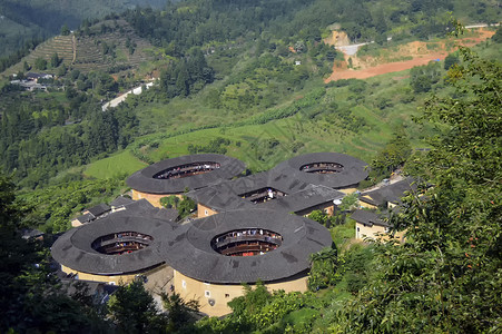 福建地标漳州南靖土楼背景