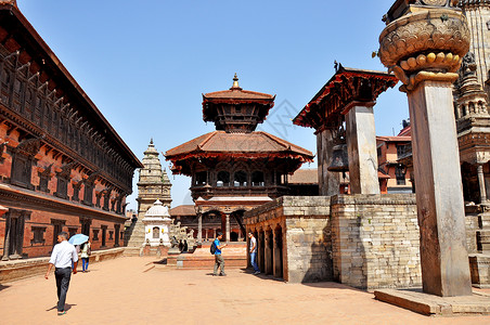 尼泊尔巴德岗杜巴广场Bhaktapur Durbar Square背景