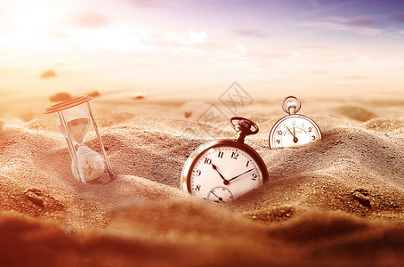 沙漠里的钟倒计时设计图片