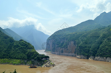 白帝城风景重庆白帝城夔门背景