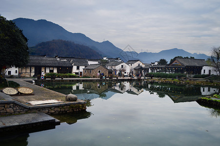 龙门建筑富阳龙门古镇背景