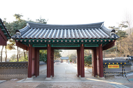 韩国韩屋建筑韩国仁川韩式建筑背景