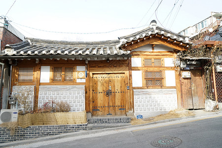 韩国韩屋建筑韩国韩屋民居背景