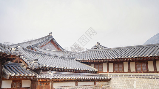 韩国韩屋建筑韩国韩式韩屋背景