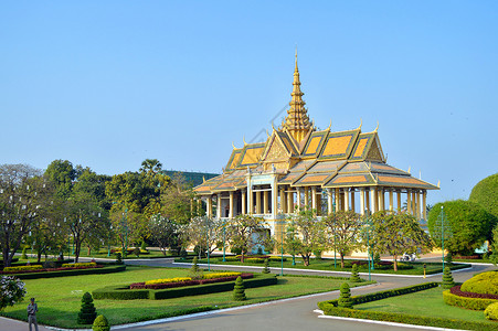 柬埔寨建筑柬埔寨金边皇宫背景