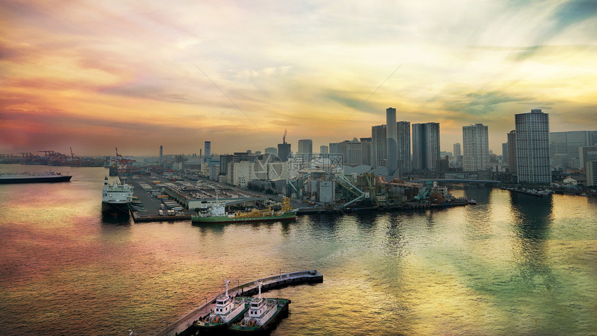 东京湾夕阳海景图片