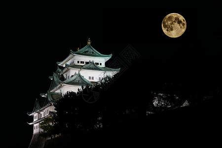 名古屋城堡日本名古屋天守阁夜景背景