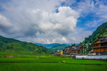 西江梯田贵州黔东南西江千户苗寨背景