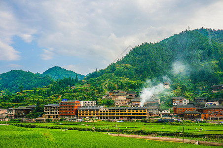 西江梯田贵州黔东南西江千户苗寨背景