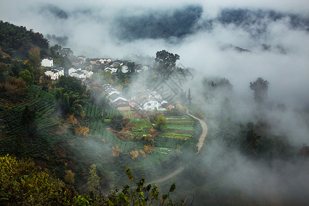 大美安徽云中村落背景图片