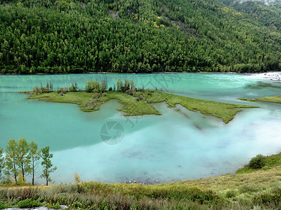 恐龙简笔画大美新疆喀纳斯卧龙湾背景