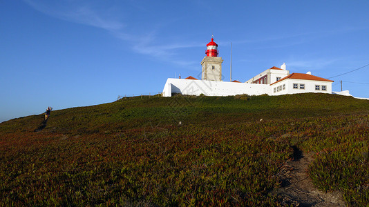 毗邻大西洋的海葡萄牙罗卡角Cabo da Roca背景