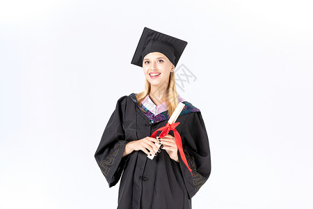 外国美女手拿毕业证书图片