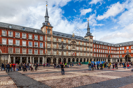 西班牙马德里马约尔广场欧式建筑高清图片素材