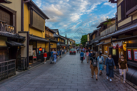 漫步花间随拍日本京都袛园花间小路背景