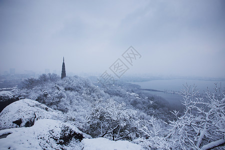 杭州断桥残雪冬季的杭州西湖背景