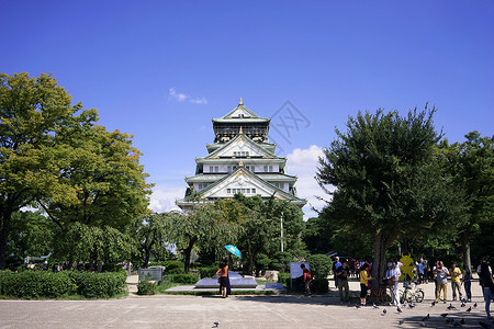 日本大阪城公园大阪城公园背景