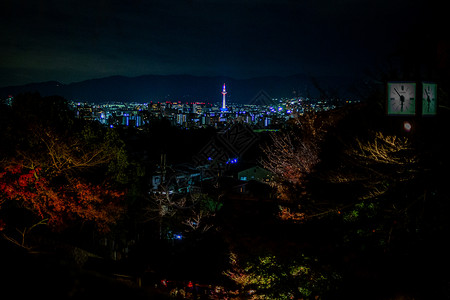 京都塔夜景日本京都夜景背景