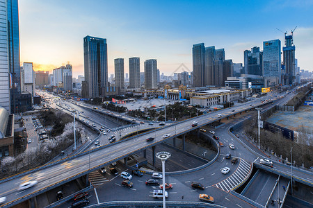 城市高架车流延时摄影背景图片