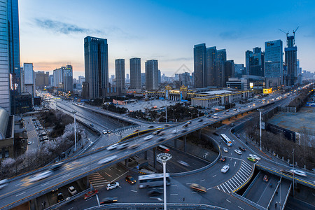 城市高架车流延时摄影高清图片