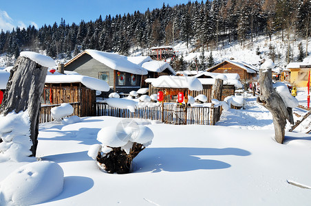 东北牡丹江雪乡雪村高清图片素材