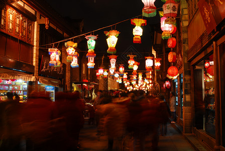 步行商业街锦里古街夜景背景