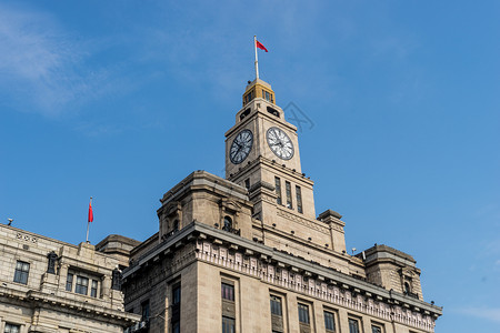 老时钟上海海关大厦钟楼背景