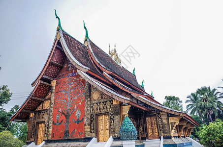 老挝琅勃拉邦寺庙琅勃拉邦香通寺相通寺背景