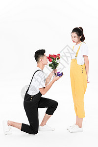 黄玫瑰花收到情人节礼物的女生背景