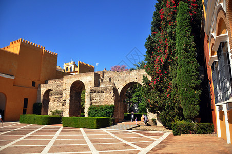 阿卡罗拉西班牙塞维利亚王宫阿卡扎堡Alcazar背景