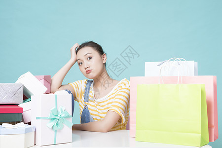 女性购物礼物购物节高清图片素材