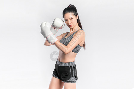 拳击手美女锻炼高清图片素材