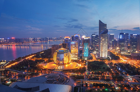 杭州运河夜景夜色杭州城背景