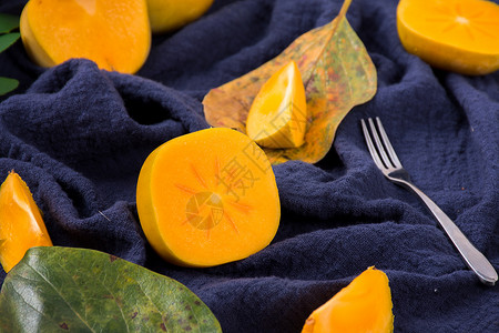 黄色的柿子水果高清图片素材