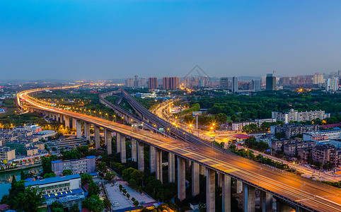 武汉市立交桥夜景车流高清图片素材