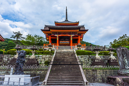 日本京都清水寺古代建筑高清图片素材