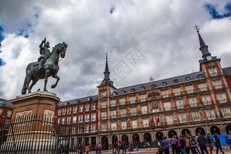 西班牙马德里马约尔广场旅游目的地高清图片素材